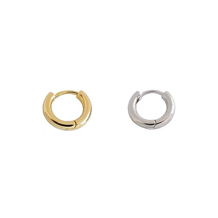 1 Pair Casual Simple Style Round Copper Plating 18K Gold Plated White Gold Plated Earrings