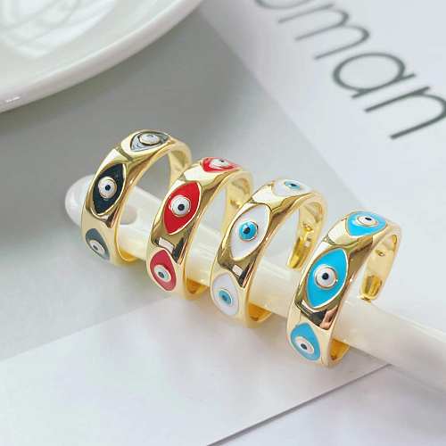 Trend Ring 18k Gold-plated Oil Drop Simple Personality Eye Opening Adjustable Female Ring