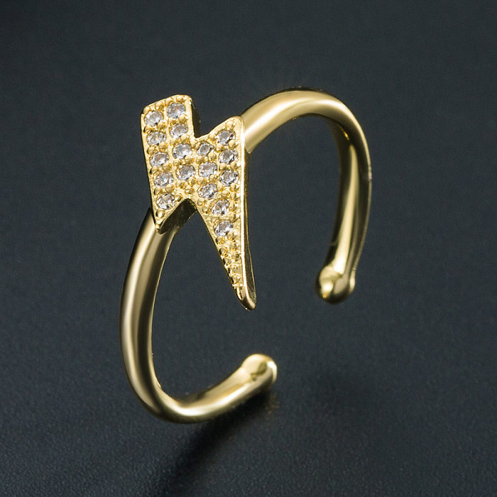 European And American Niche Design Copper Gold-plated Micro-inlaid Geometric Ring Female