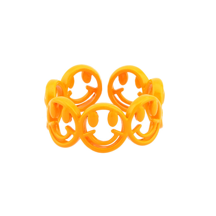 Hip-Hop Simple Style Smiley Face Kupfer Einbrennlackierung 18K vergoldete offene Ringe