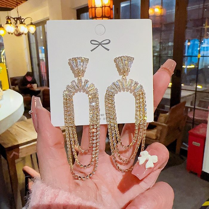 1 Pair Glam Geometric Plating Inlay Copper Artificial Pearls Rhinestones Earrings