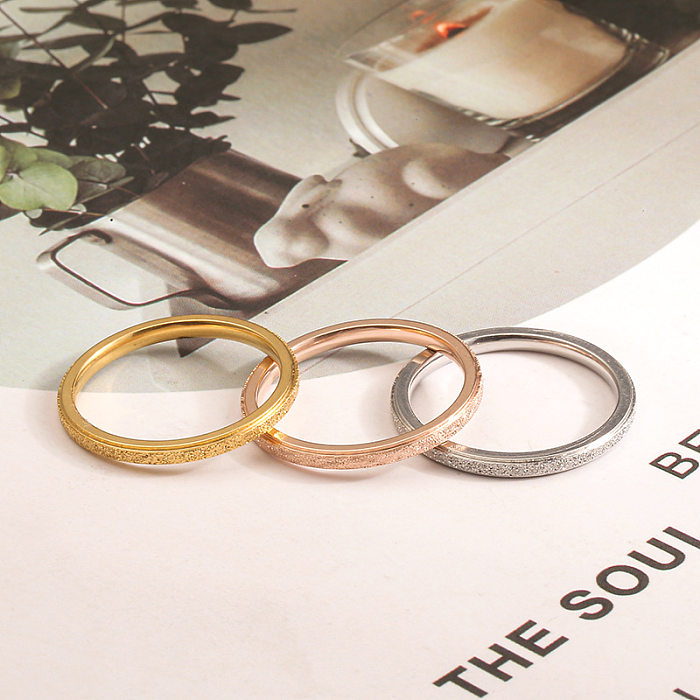Casual Simple Style Round Stainless Steel Plating Rings