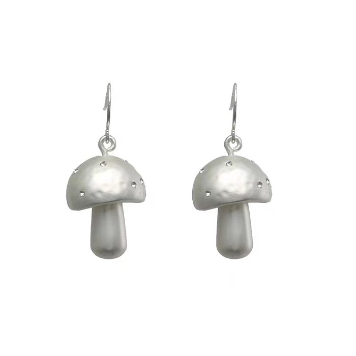 1 Pair Simple Style Mushroom Patchwork Copper Drop Earrings