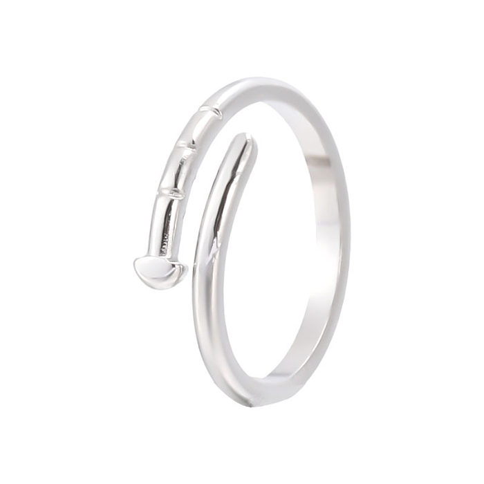 Vintage Style Simple Style Solid Color Stainless Steel Asymmetrical Open Rings