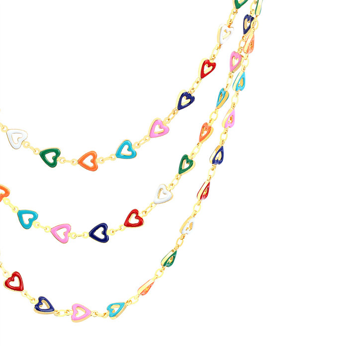 Romantischer Strand, herzförmige Halskette mit Kupfer-Emaille-Beschichtung und vergoldeten Armbändern
