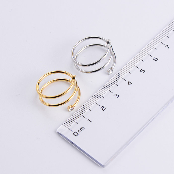 AML Simple European And American Style Japanese And Korean Design Ring Open Spiral Diamond Women's Titanium Steel Factory Wholesale Ring