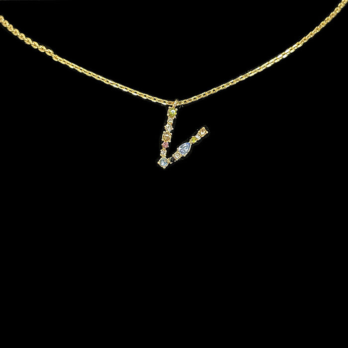 Simple Style Letter Copper Zircon Pendant Necklace In Bulk