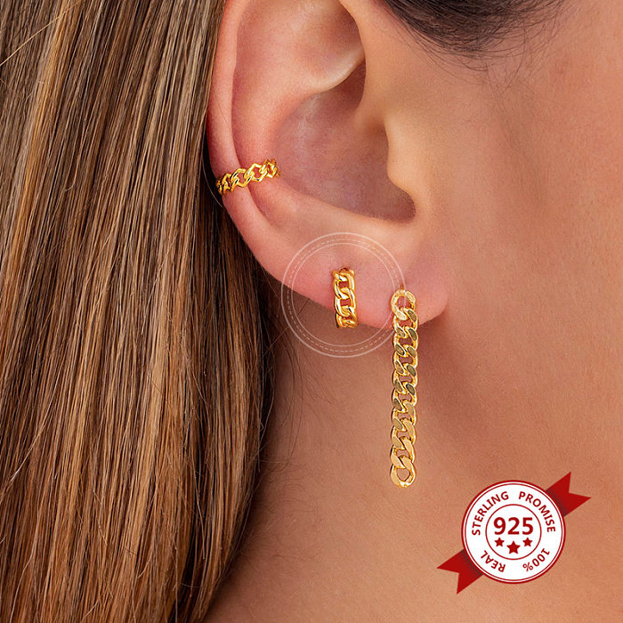 European And American Light Luxury Hollow Chain Earring Ear Buckle Twist Copper Earring Female