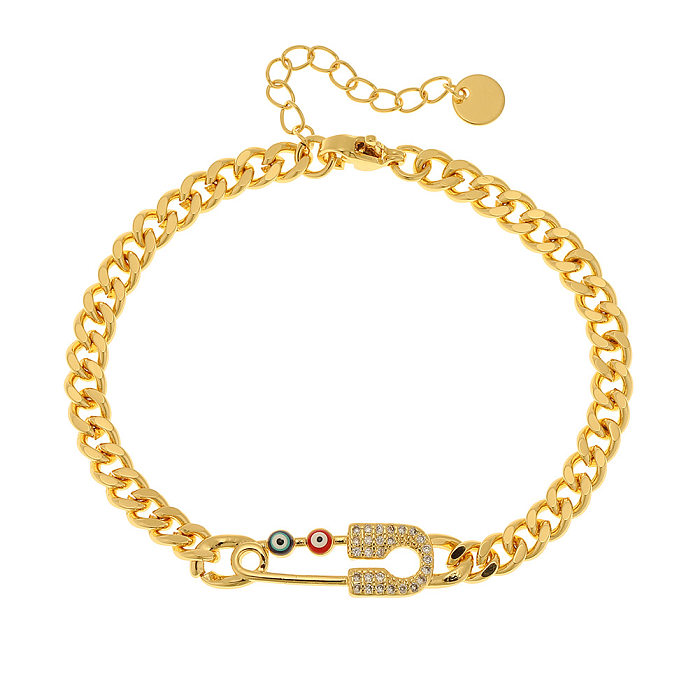Bracelets en Zircon plaqué or avec trombone à la mode