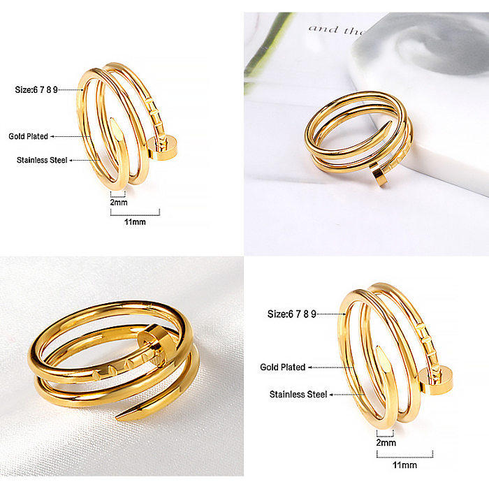 Fashion Simple Style Geometric Titanium Steel Rings