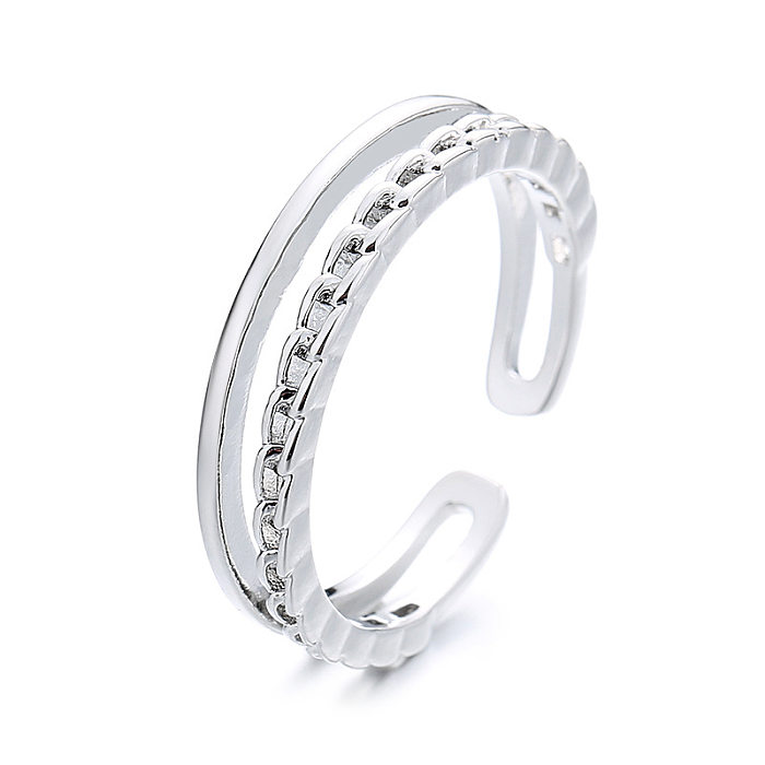 Einfacher offener Ring mit geometrischer Polierkette aus Kupfer