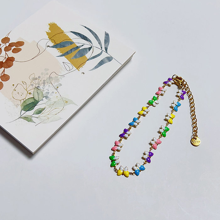 Einfache Art-Pendel-Schmetterlings-Edelstahl-Überzug-vergoldete Armbänder-Halskette