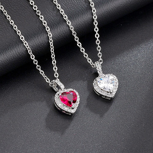 IG Style Sweet Heart Shape Copper Plating Inlay Zircon Pendant Necklace Necklace Pendant