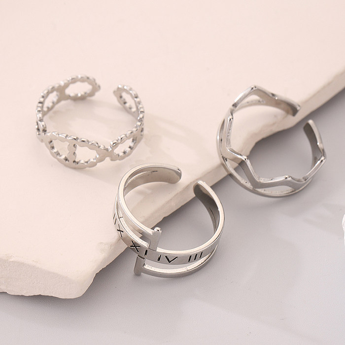 Anéis ocos de aço inoxidável circular de estilo simples