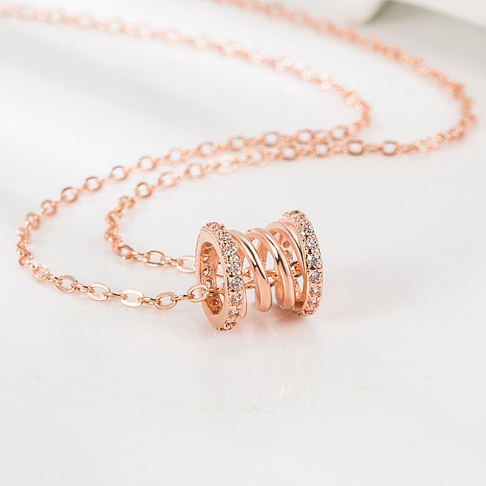 Simple Style Commute Round Copper Plating Inlay Zircon Rose Gold Plated White Gold Plated Necklace