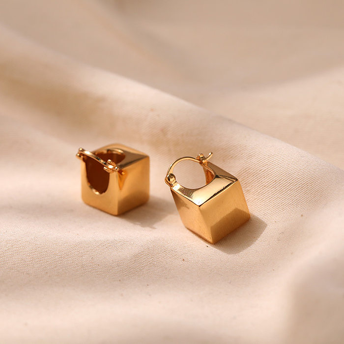 1 Pair Casual Square Plating Copper 18K Gold Plated Earrings