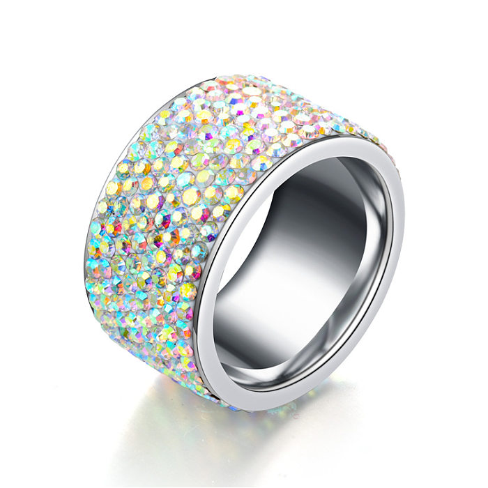 Wholesale New Style Geometric Full Diamond Titanium Steel Ring jewelry