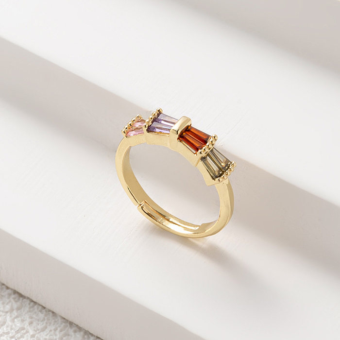 Elegantes anillos cuadrados de circonio con incrustaciones de cobre, 1 pieza