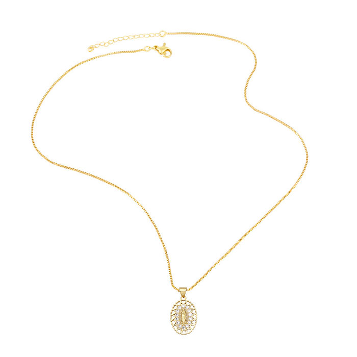 Fashion Hollow Heart Shaped Virgin Mary Pendant Zircon Necklace Wholesale
