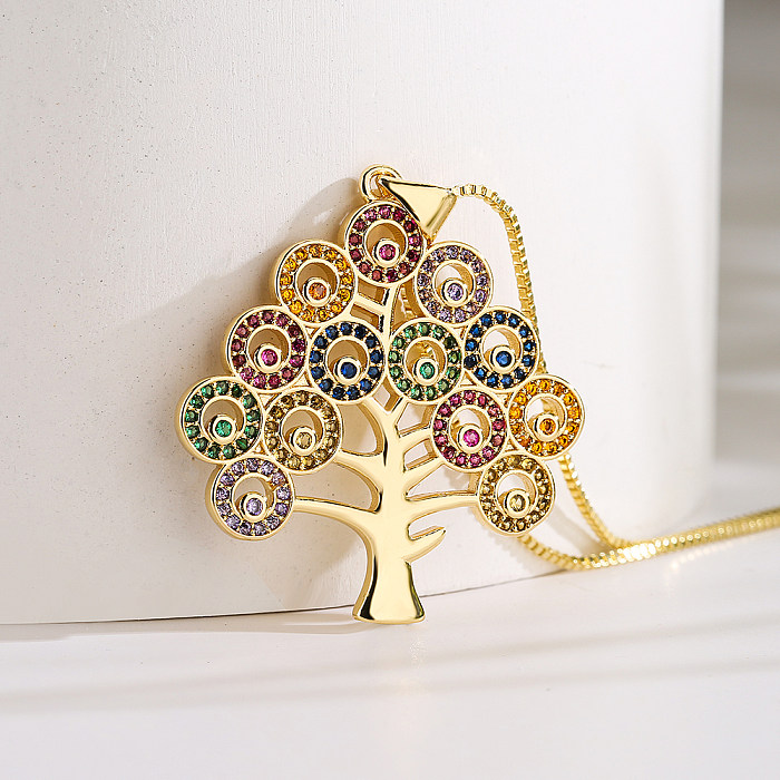Fashion Tree Copper Plating Zircon Pendant Necklace 1 Piece