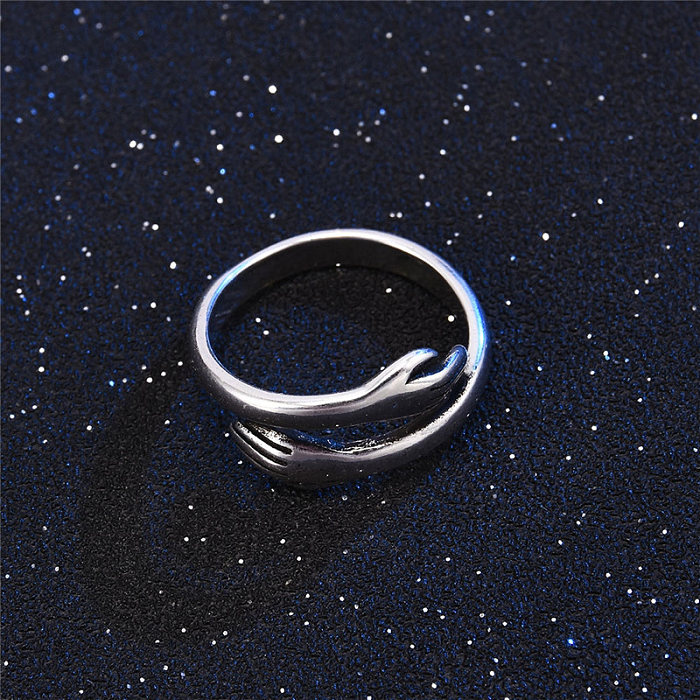 Fashion Creative Double Hand Stainless Steel Open End Ring