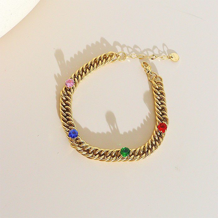 Modische geometrische Edelstahl-Strass-Armband-Halskette