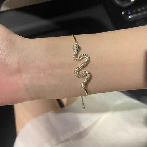 Classic Style Animal Snake Copper Plating Inlay Zircon Bracelets