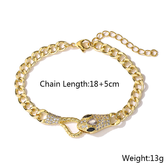 New Style Copper 18K Gold Plating Zircon Snake-Shaped Bracelet