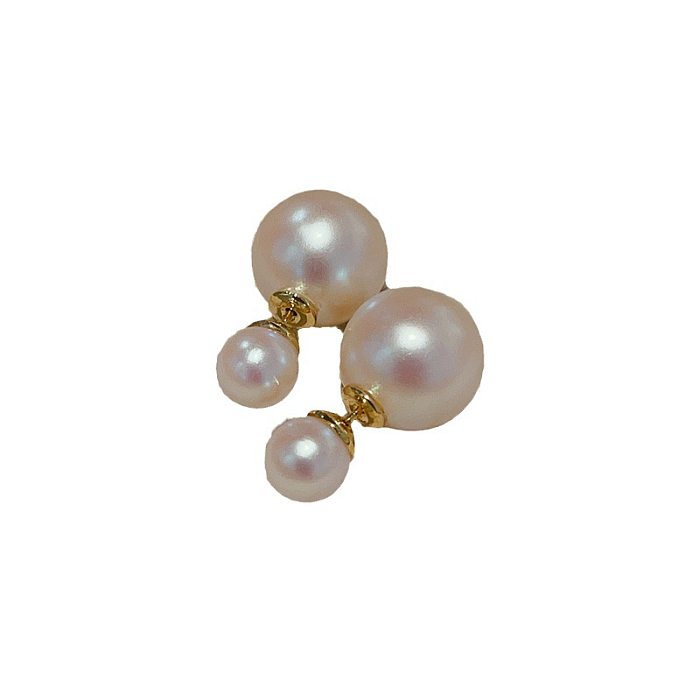 1 Pair Lady Pearl Plating Copper Ear Studs