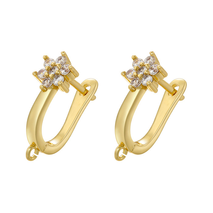 1 Pair Casual Elegant Luxurious U Shape Plating Inlay Copper Artificial Pearls Zircon 18K Gold Plated Ear Hook