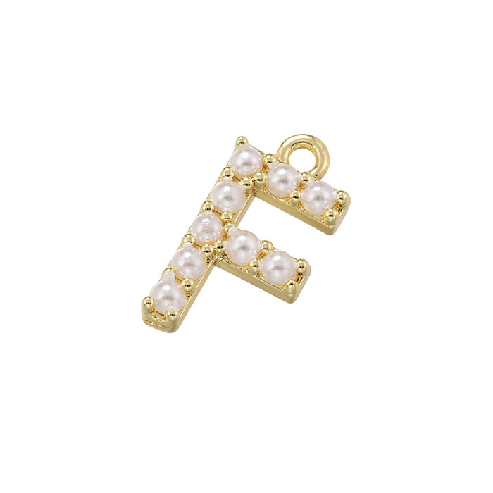 Casual Elegant Simple Style Letter Copper Plating Inlay Artificial Pearls 18K Gold Plated Charms