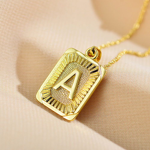 Casual Classic Style Letter Copper Gold Plated Pendant Necklace