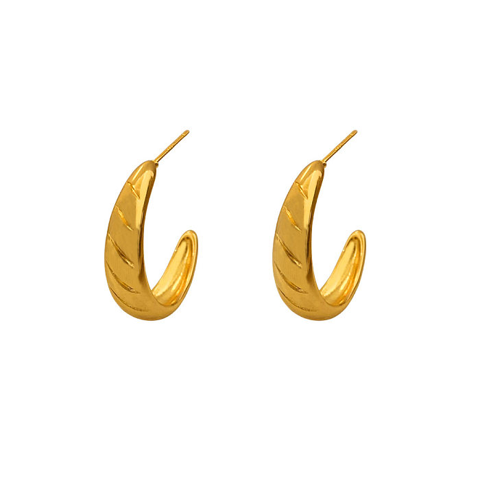 1 paire de clous d'oreilles en cuivre plaqué or, Style Simple, en forme de C