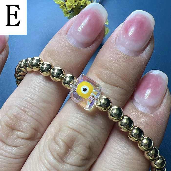 Simple Style Classic Style Devil'S Eye Resin Copper Plating 18K Gold Plated Bracelets