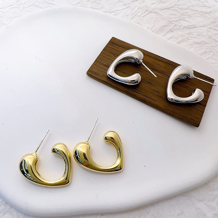 1 par de brincos de cobre com letras de estilo simples