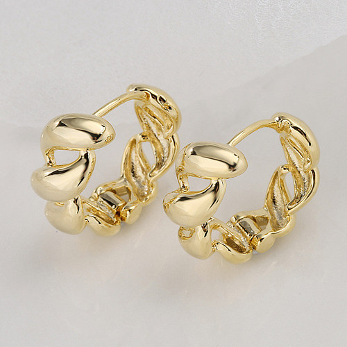 Fashion Geometric Copper Gold Plated Hoop Earrings 1 Pair