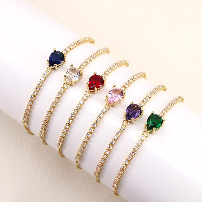 New Simple Copper 18K Gold-plated Color Zirconium Droplet Bracelet