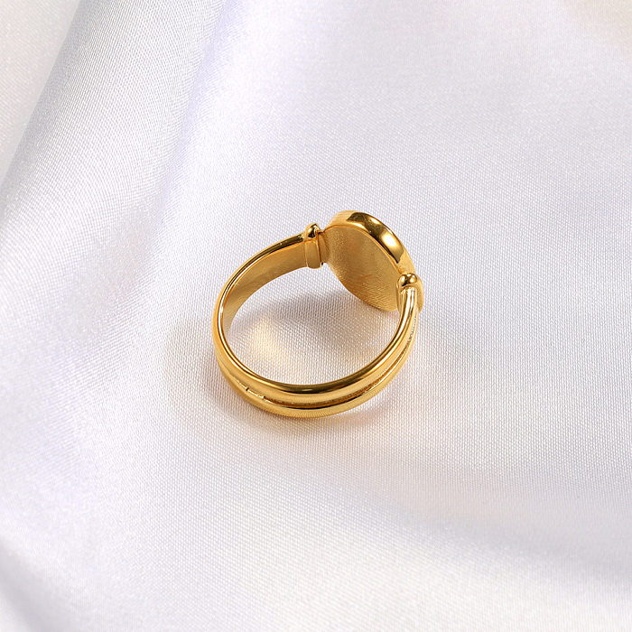 Casual Simple Style Oval Titanium Steel Gem Rings In Bulk
