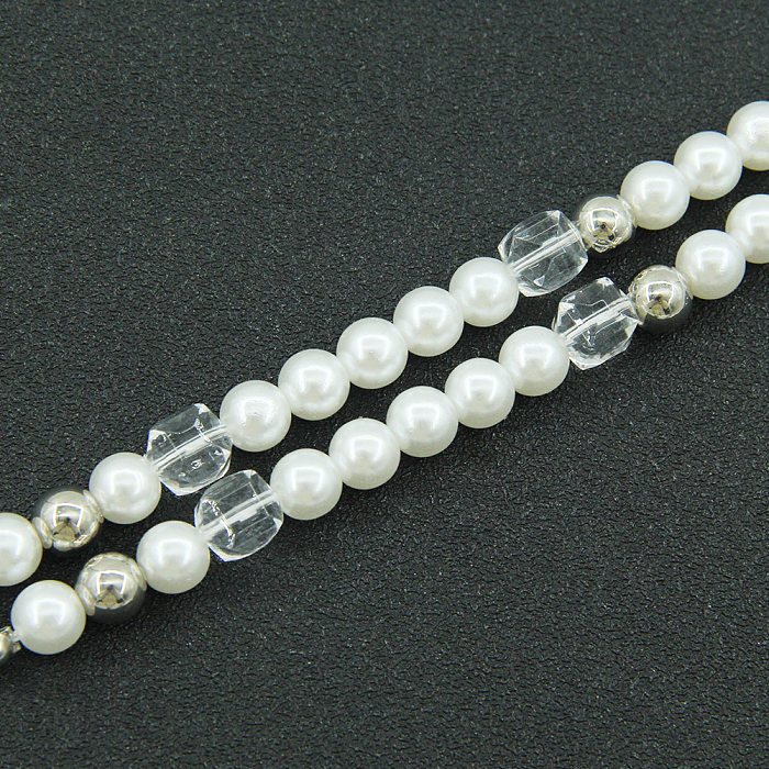Schlichter Stil, runde Titanstahl-Perlenpolierarmbänder, Halskette, 1 Stück