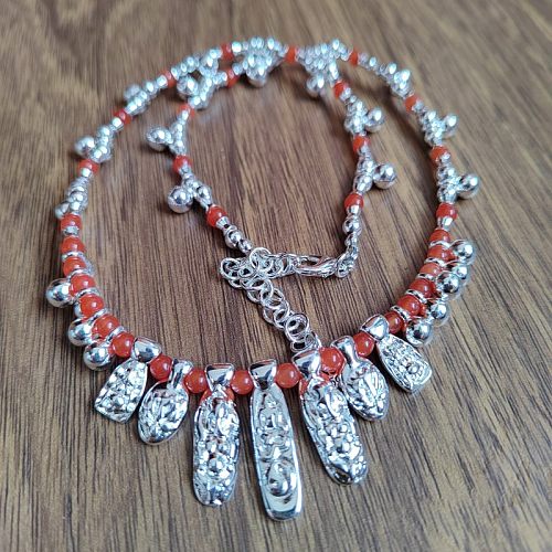 Vintage Style Geometric Beaded Copper Plating Silver Plated Necklace