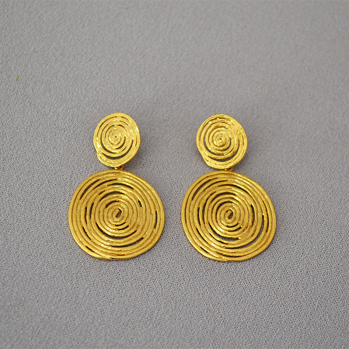 1 Pair Retro Round Plating Copper Drop Earrings