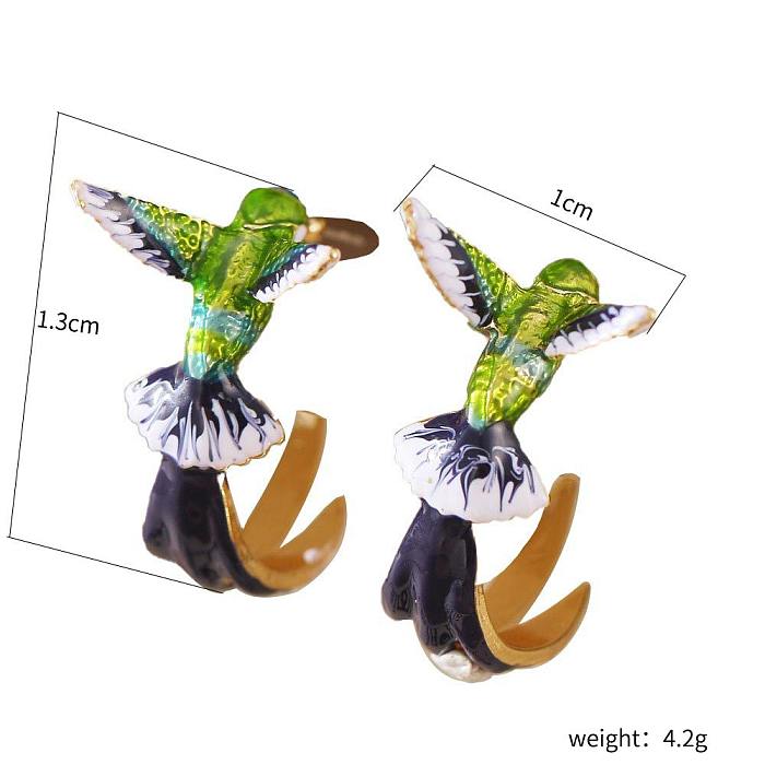 Niedliche Vogel-Ohrringe mit Kupferbeschichtung, 1 Paar