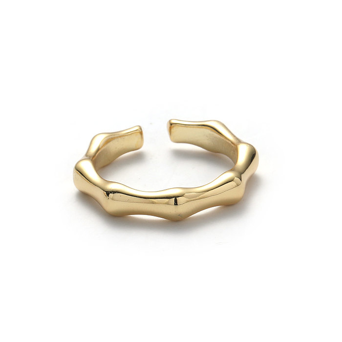 INS Style Simple Style couleur unie noeud cuivre placage 18K or plaqué anneau ouvert