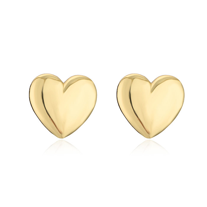Novo estilo de cobre incrustado de zircão 18K banhado a ouro coração brincos colar anel de abertura