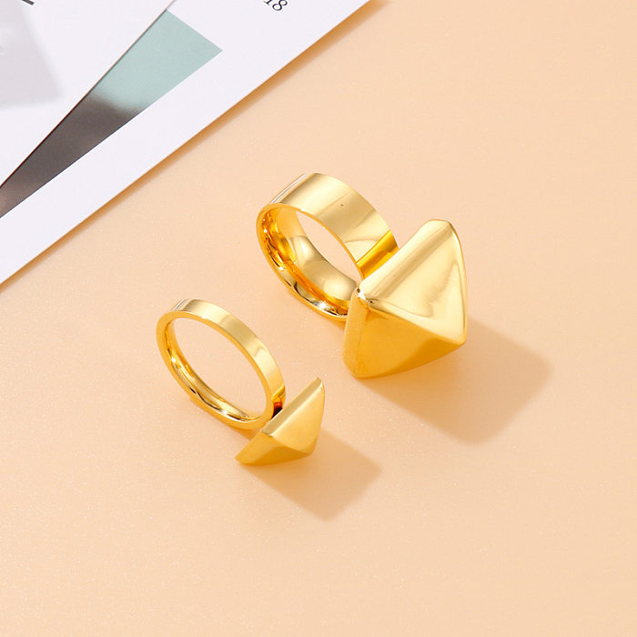Fashion Triangle Square Golden Stainless Steel Ring Wholesale jewelry