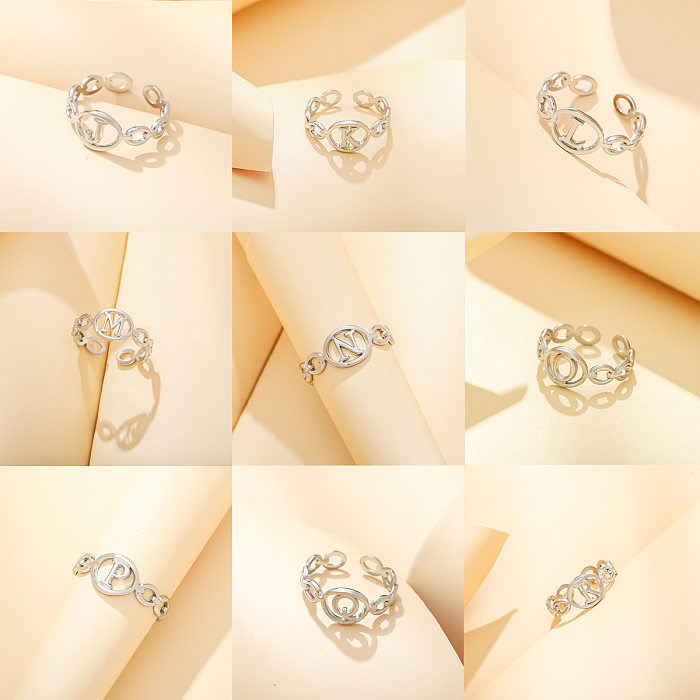 1 Piece Fashion Letter Stainless Steel Plating Hollow Out Open Ring