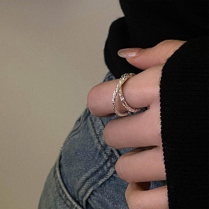 IG Style Simple Style Solid Color Copper Open Rings
