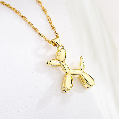 Cute Style Puppy Pendant Copper Plating 18K Gold Necklace Clavicle Chain