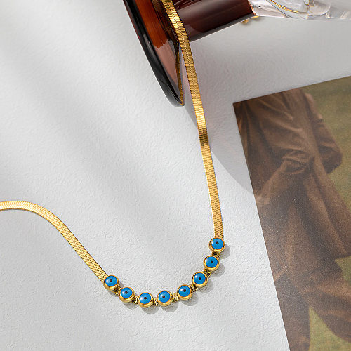 Damen-Armband-Halskette im klassischen Stil mit Auge, Titanstahl und Emaille-Beschichtung