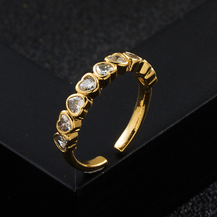 Fashion Copper-plated 18k Gold Micro-encrusted Zircon Pig Nose Heart Open Ring